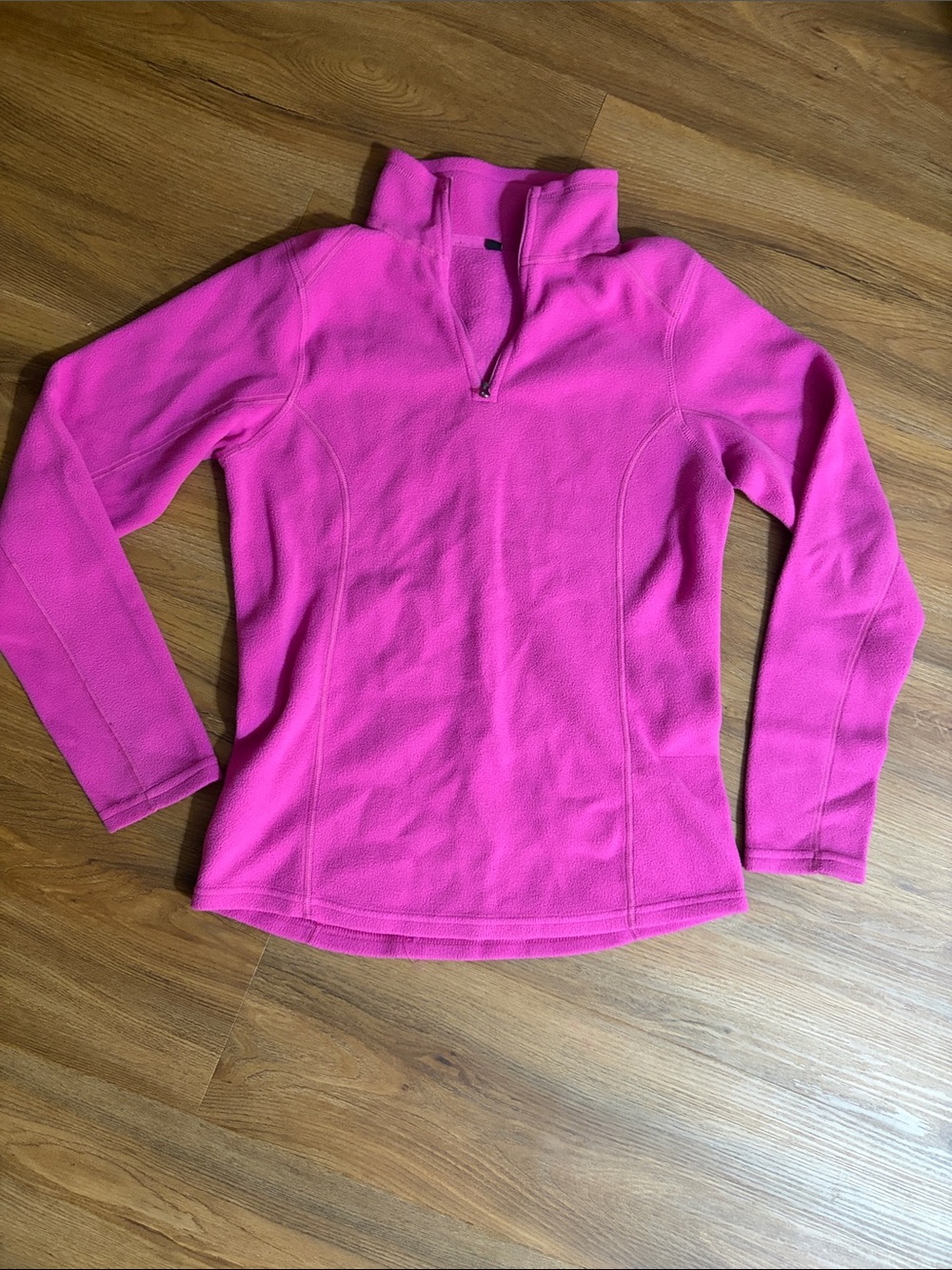 Women's Hot Pink Half-Zip Turtleneck Fleece Pullover